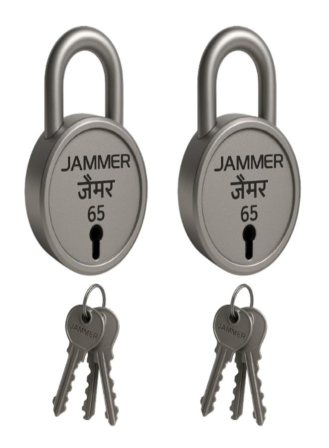 Jammer Round 65mm Lock with 3 Keys (Pack of 2) - Durable Steel Body, Rust Resistant, High-Security Padlock for Home, Office & Shops